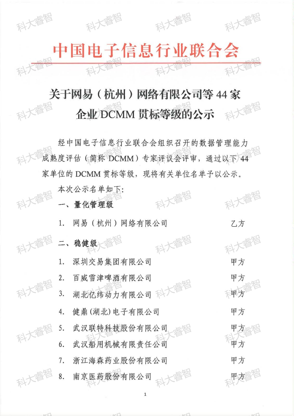 44家！科大睿智祝賀多家服務(wù)企業(yè)上榜DCMM最新公示名單